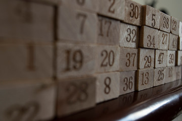 numbers on wooden background