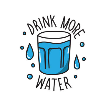 glass of water, drink more water doodle illustration
