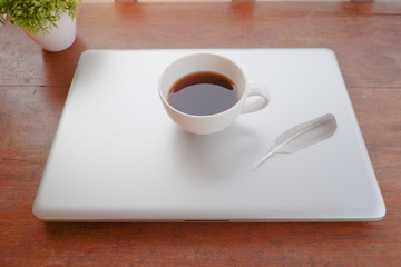 Cropped shot view of the labtop with blank copy space screen for your information content or text message. work from home view.