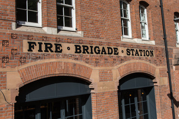 Fire Brigade Station in London: Sign on Wall