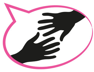 Aide mains tendues  phylactère bulle