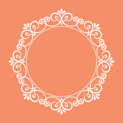 Decorative frame Elegant vector element for design in Eastern style, place for text. Floral pink border. Lace illustration for invitations and greeting cards