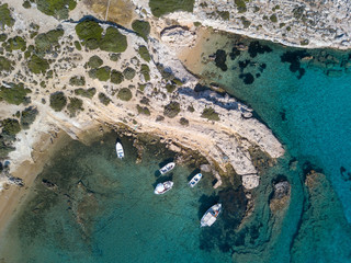 Paros island Aegean sea in Greece from a drone