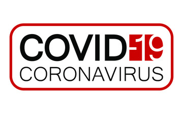 COVID-19 coronavirus inscription, label. Vector design on transparent background; variation No. 2