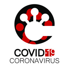 COVID-19 coronavirus vector icon, symbol, logo on transparent background. Black and red variation No. 2