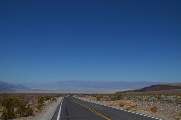 Scenic, empty road through the Mojave desert, California