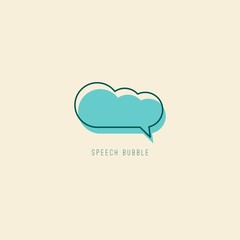 Speech Bubble. Separated Outline concept. Blue shadow. Blank empty sticker. Graphic Vector illustration. Cartoon Comic style. Simple, minimal design. Isolated Icon, Logo template