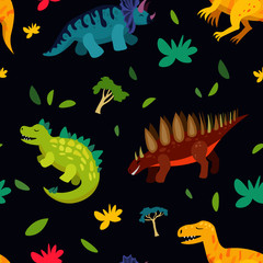 Cute dinosaur. Dino flat vector character. Sketch reptile. Isolated cartoon illustration for kids game, book, t-shirts, banner, card, logo. 