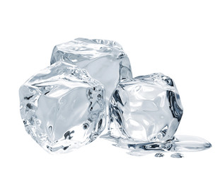 Melting ice cubes isolated on white background including clipping path.