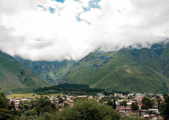 Fototapeta na wymiar Peak background of the Caucasian mountains landscape