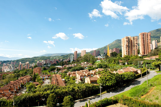 Medellin, Antioquia, Colombia. September 29, 2010: Panoramic of El Poblado