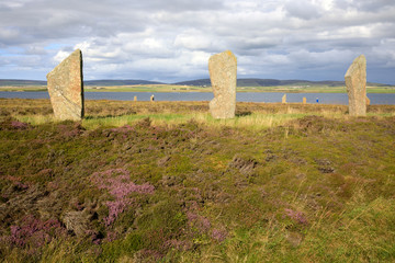 Brodgar - Orkney (Scotland), UK - August 06, 2018: Ring of standing stones at Brodgar, Orkney,...