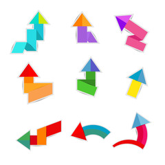 Colorful paper arrow on white background