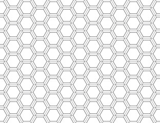 Seamless line pattern with hexagon. White background.
