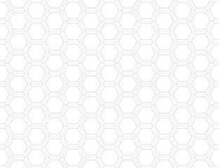 Seamless line pattern with hexagon. White background.