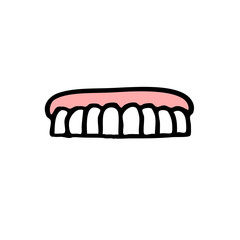 false jaw doodle icon, vector illustration