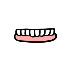 false jaw doodle icon, vector illustration