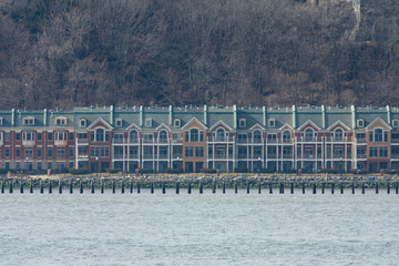 Obraz premium Similar Row of Homes in Weehawken New Jersey along the Hudson River Waterfront