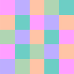 Multicolored grid, geometric background with squares of pastel colors.