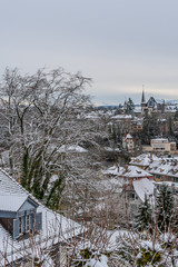 Fototapeta na wymiar Blick auf das schneebedeckte Bern