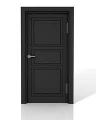 Realistic black door. 3D Illustration.