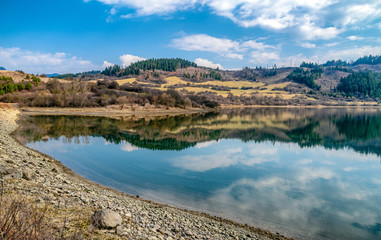 Water reflection on lake.