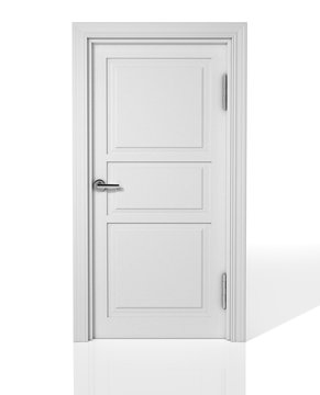 Realistic white door. 3D Illustration.