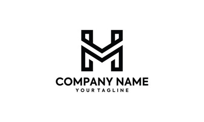HM or MH monogram logo design