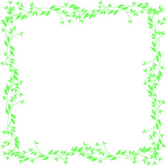 Frame for an inscription from green twigs and green leaves. Ecology theme of plant nature. Vector image for scrapbook invitation design.