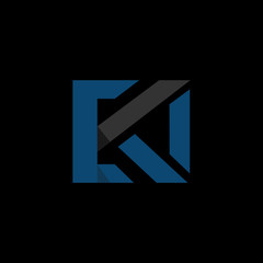 square letter K logo concept overlapping line element icon and template
