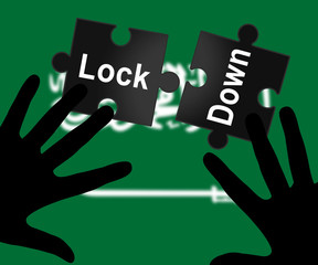 Saudi Arabia lockdown in solitary confinement or stay home - 3d Illustration