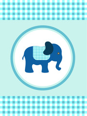 Baby shower. Cute Elephant with crown. space for text. colorful elephants pattern background vector 