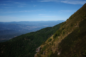 Naklejka na ściany i meble Asian Mountines with blue sky panoramic view.