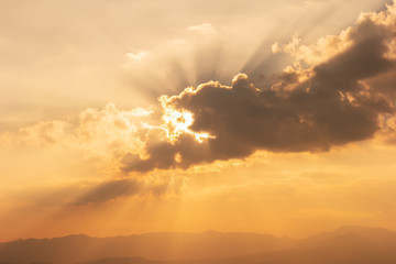 Fototapeta premium Beautiful sky and cloud in twilight time during sunset for nature background.