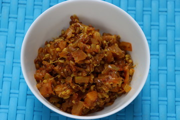 Matki Usal is a very common, vegan and healthy Maharashtrian dry curry (sabzi) made using sprouted matki or moth beans, protein rich, traditional Indian dish 