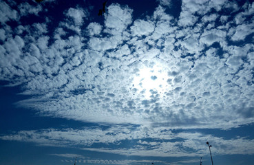 White feather clouds on the blue sky