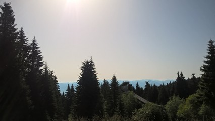 Sunrise or sunset over the hills and meadow. Slovakia