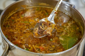 Natural vegetable ingredients for cooking delicious mushroom soup