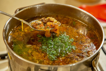 Natural vegetable ingredients for cooking delicious mushroom soup