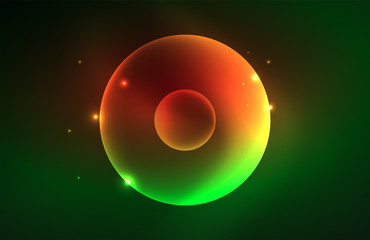 Neon shiny transparent glowing circles with light effects. Techno futuristic vector abstract background For Wallpaper, Banner, Background, Card, Book Illustration, landing page