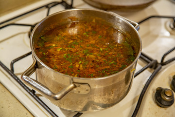 Natural vegetable ingredients for cooking delicious mushroom soup