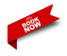 red vector illustration banner book now