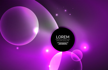 Neon shiny transparent glowing circles with light effects. Techno futuristic vector abstract background For Wallpaper, Banner, Background, Card, Book Illustration, landing page