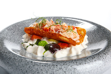 Crab and creamy cheese top view