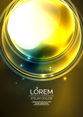 Glowing neon shiny transparent bubbles, glass circles or bio cell concept. Techno futuristic vector abstract background For Wallpaper, Banner, Background, Card, Book Illustration, landing page