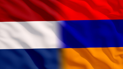 Obraz premium Waving Netherlands and Armenia Flags