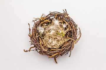 Easter bird nest isolated on white background. Zero waste, DIY concept