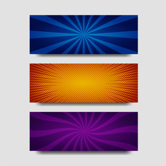 colorful comic style banners set isolated on white background. illustration vector.