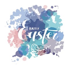 An Easter logo on watercolor spots