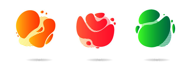 Set of abstract gradient modern graphic elements. Banners with flowing liquid shapes. Logo, flyer, presentation, invitation, card template. Vector illustration.